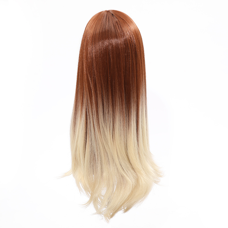 JINRUILI Best selling Customize synthetic hair long straight wigs honey brown and white ombre human hair like wig for woman