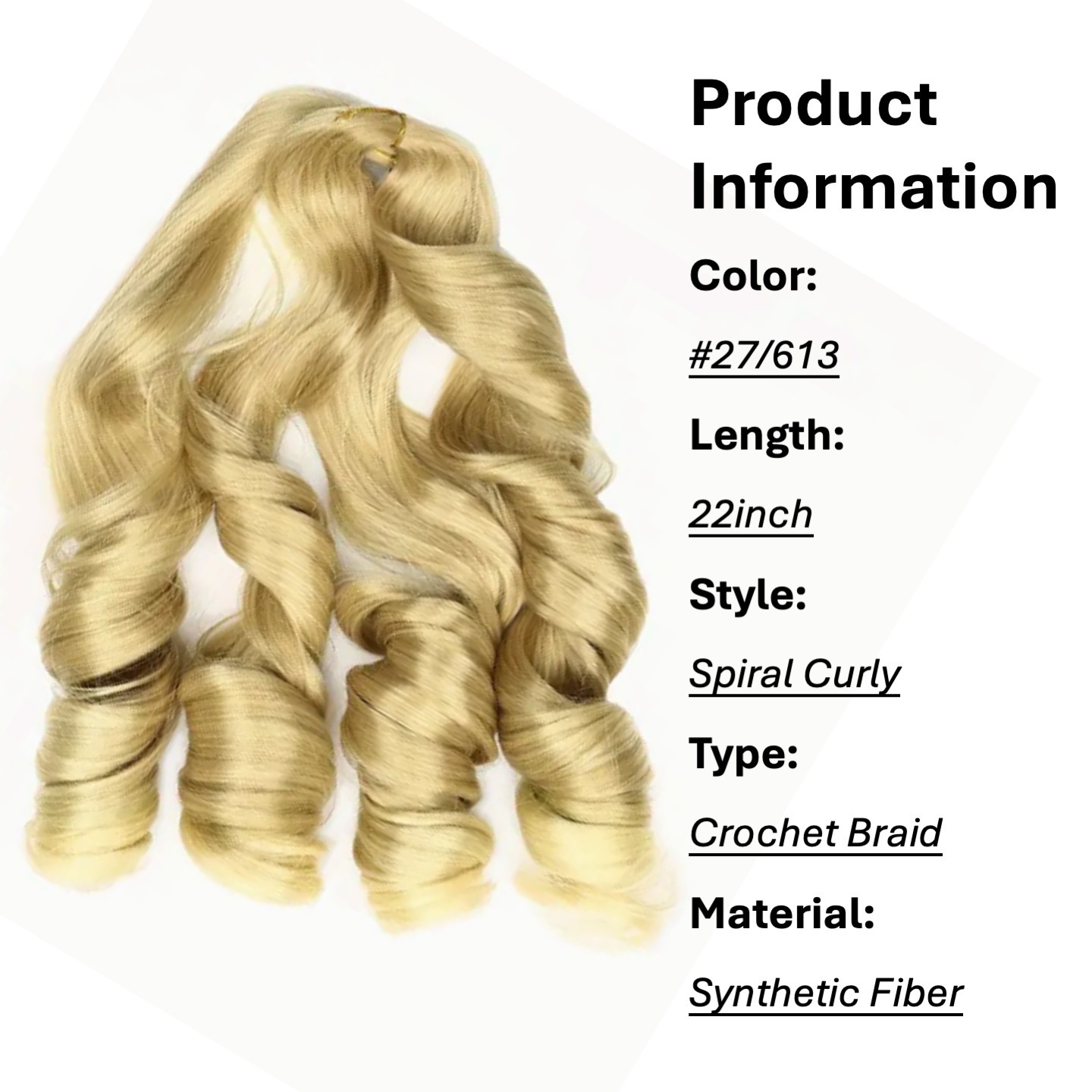 JINRUILI Synthetic Crochet Braid Hair Spiral French Curly Wave Yaki Pony Style Afro Kinky Hair Extension for Woman