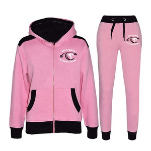 Custom Sweat Suits for Women Jogging Suits Tracksuits With strap | Pink with Black contrast track suits