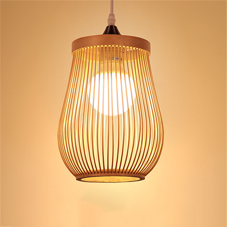 Wicker basket rattan lamp shade modern pendant light for kitchen ceiling with LED bulb