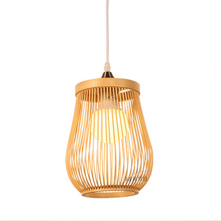 Wicker basket rattan lamp shade modern pendant light for kitchen ceiling with LED bulb