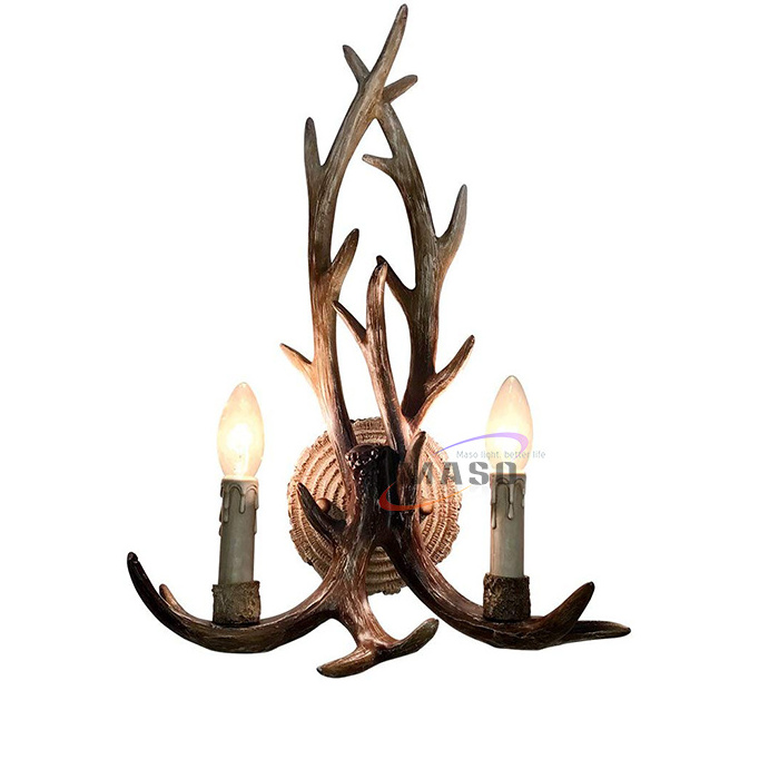 industrial retro antler bar decoration salon wall lamps sconce E14 bulb