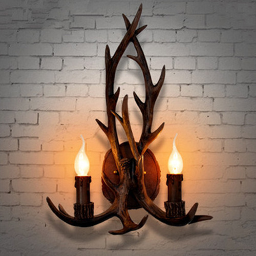 industrial retro antler bar decoration salon wall lamps sconce E14 bulb