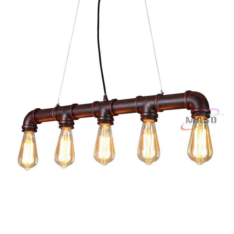 American industrial water pipe lamp tube hanging light fixture