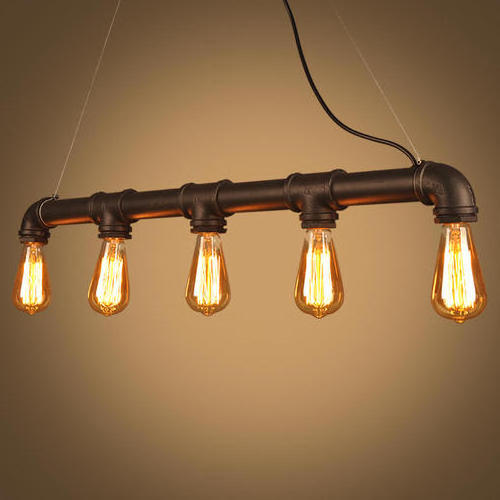 American industrial water pipe lamp tube hanging light fixture