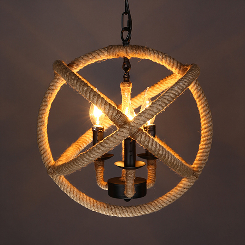 led hemp rope industrial light fixtures indoor china round decoration lamp indoor