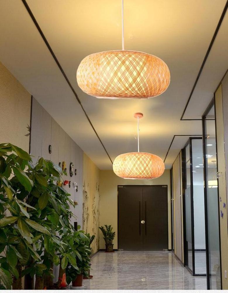 natural led products hand made bamboo lamp industrial ceiling weaving hanging light