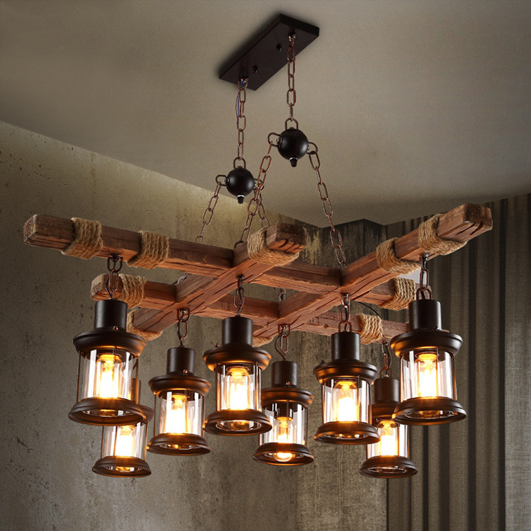 Vintage wooden pendant ceiling light hanging rustic vintage wood chandelier