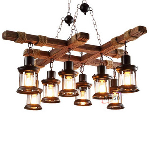 Vintage wooden pendant ceiling light hanging rustic vintage wood chandelier