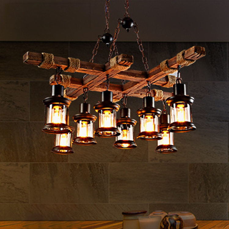 Vintage wooden pendant ceiling light hanging rustic vintage wood chandelier