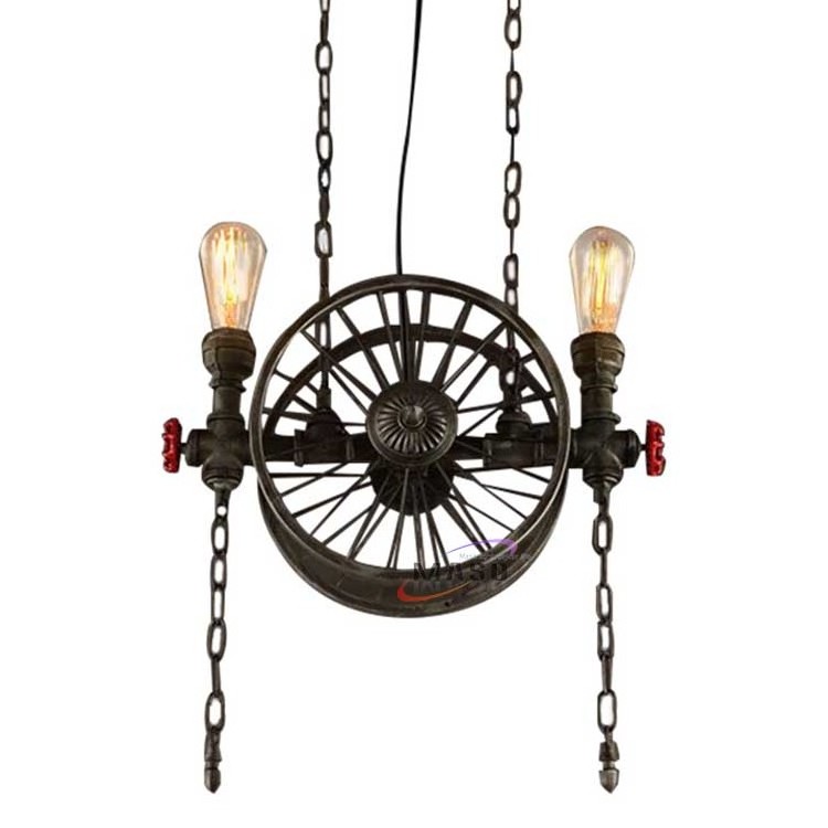 Loft Pendant American Rustic Metal Round Lamps for Restaurant Bar Dining Room Hanging Light Fixture