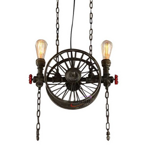 Loft Pendant American Rustic Metal Round Lamps for Restaurant Bar Dining Room Hanging Light Fixture