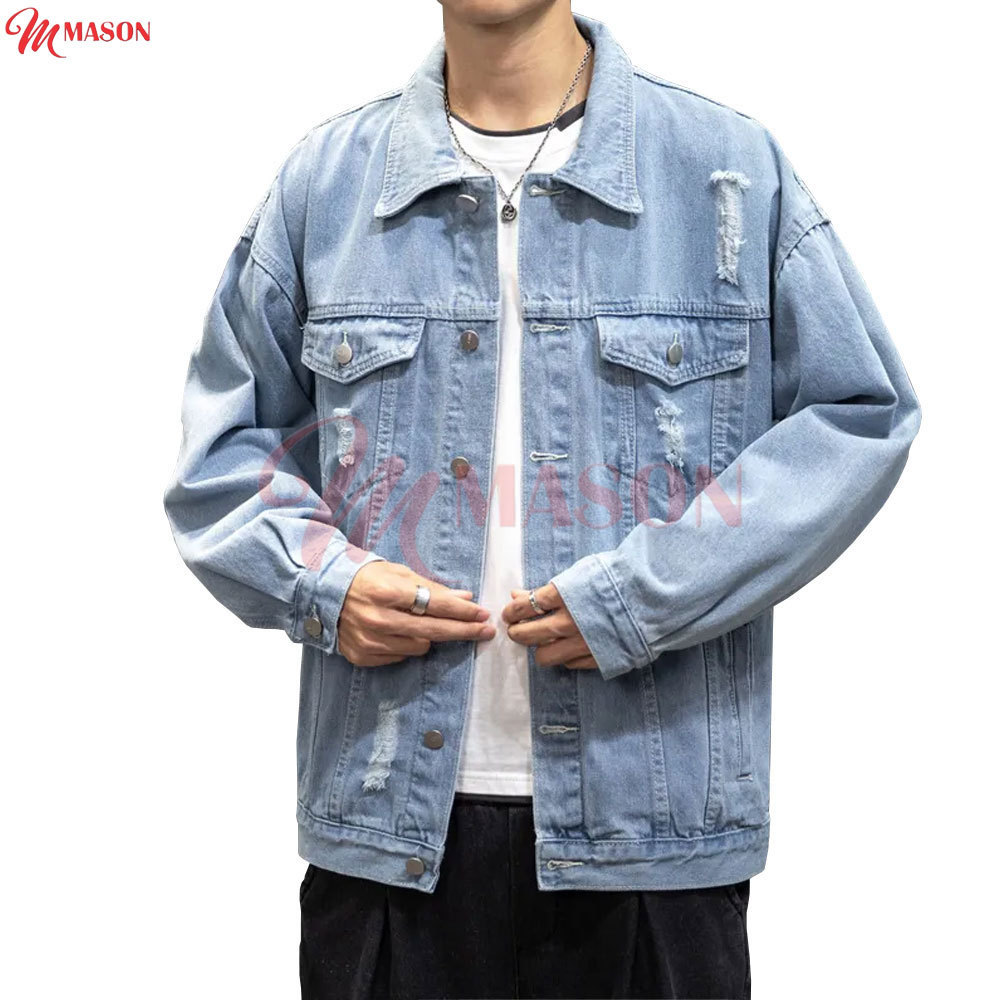 Wholesale Custom Kids Denim Jackets With Jeans Long Sleeves Polyester Breathable Blank Plain Embroidery Letterman Denim Jackets