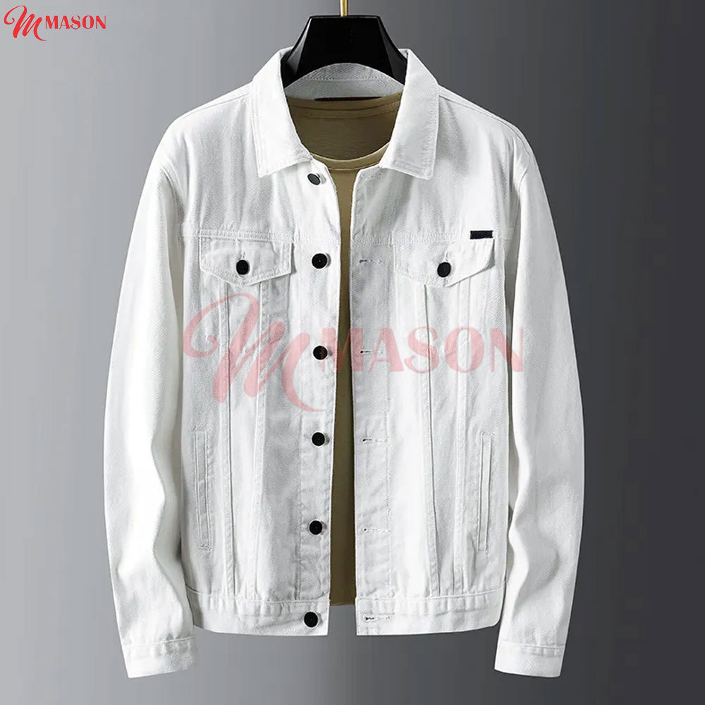 Wholesale Custom Button Up Red Jeans Long Sleeve Breathable Denim Jacket Men Plus Size Bomber Jacket Casual Wear Denim Jackets