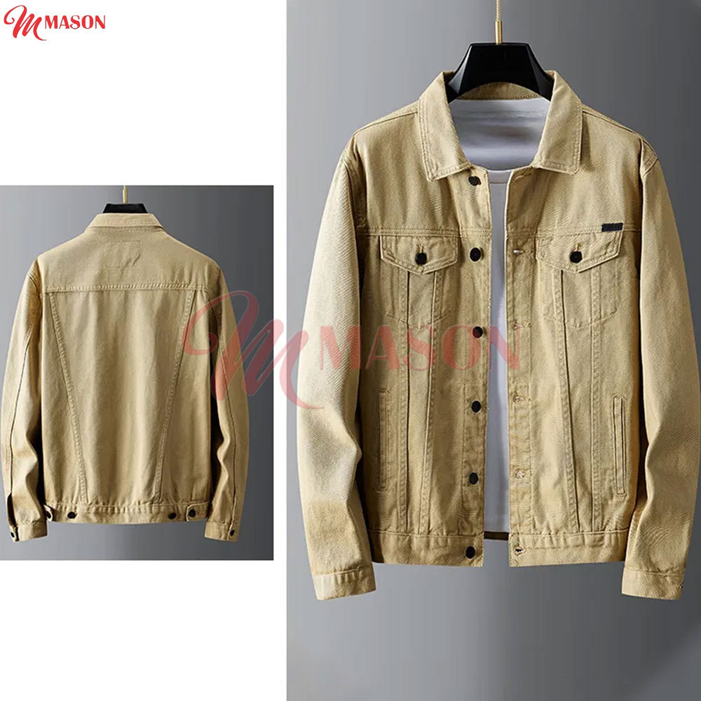 Wholesale Custom Button Up Red Jeans Long Sleeve Breathable Denim Jacket Men Plus Size Bomber Jacket Casual Wear Denim Jackets