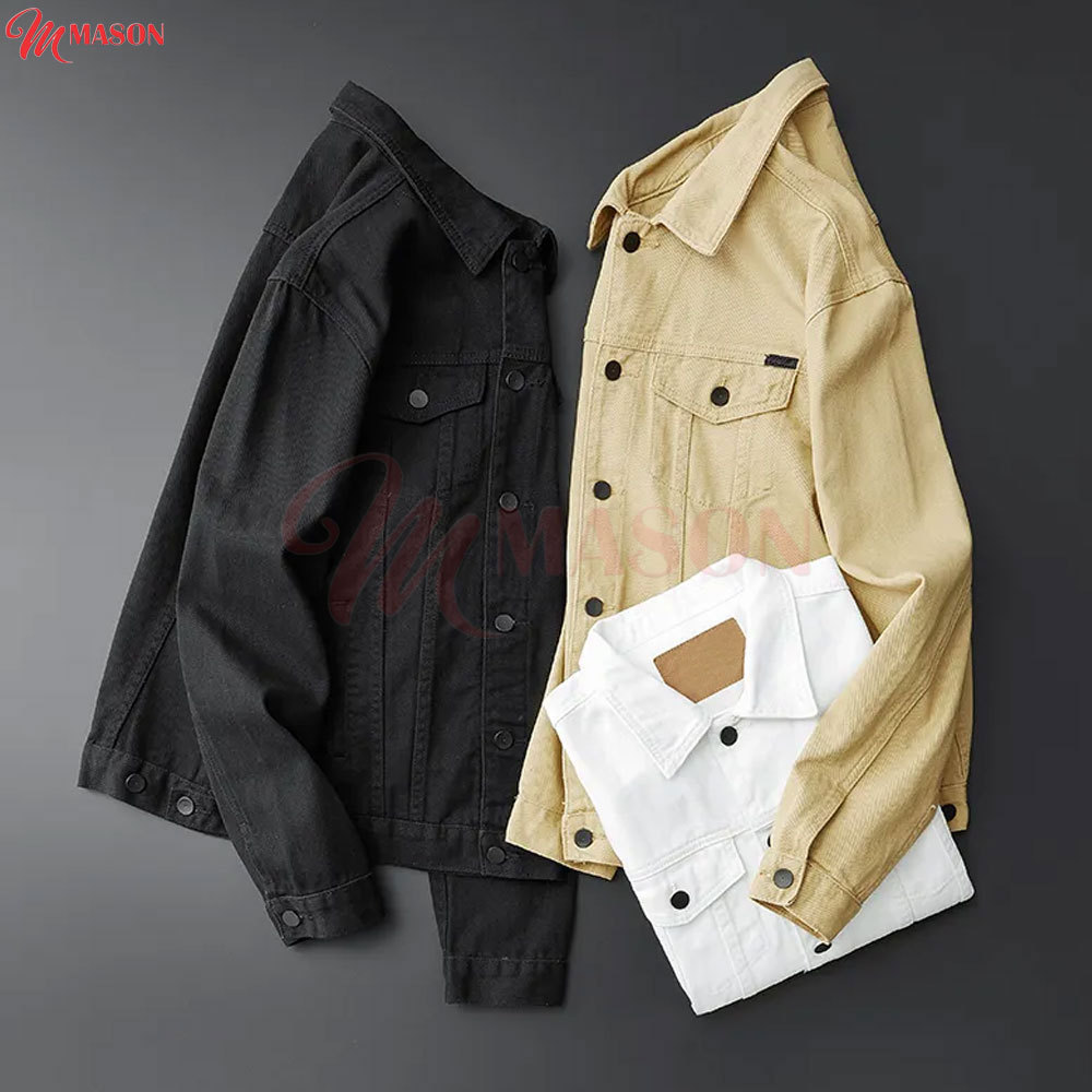 Wholesale Custom Button Up Red Jeans Long Sleeve Breathable Denim Jacket Men Plus Size Bomber Jacket Casual Wear Denim Jackets