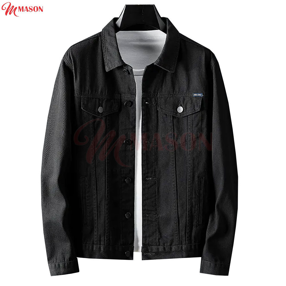 Wholesale Custom Button Up Red Jeans Long Sleeve Breathable Denim Jacket Men Plus Size Bomber Jacket Casual Wear Denim Jackets