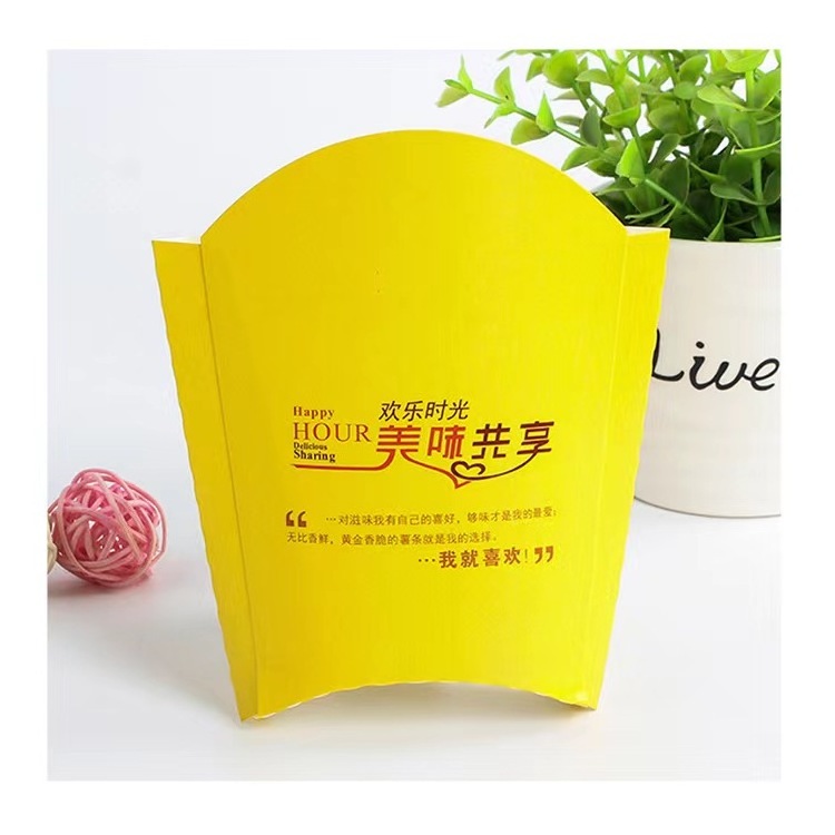 Custom Print Food Grade Kraft Paper Potato Chips Box Custom Print Disposable French Fries Box Kraft Paper Food Box