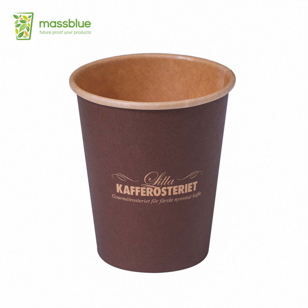 Customized Logo 8 OZ Disposable Drinking Paper Cup Single Wall Kraft Paper Cups With Plastic Lids For Take Away Drinks