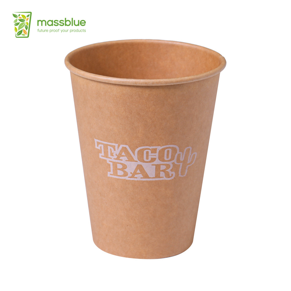 Customized Logo 8 OZ Disposable Drinking Paper Cup Single Wall Kraft Paper Cups With Plastic Lids For Take Away Drinks