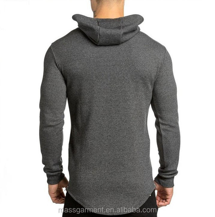 MS-1848 Custom Lukewarm Stretch French Terry Sport Sweatshirts Split Side Zipper Round Bottom Gym Hoodie