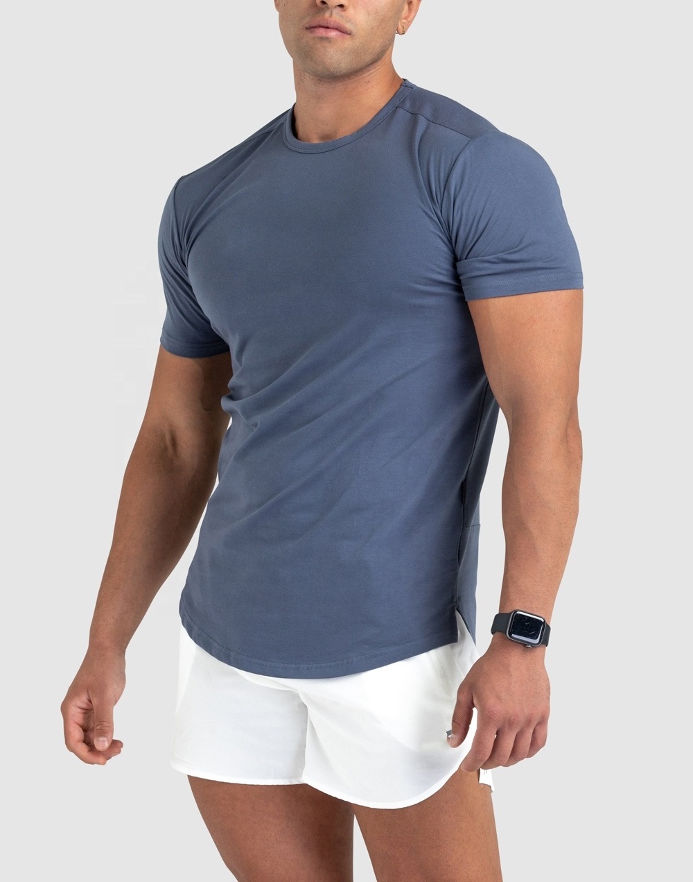 Wholesale gym sports workout men performance t shirt custom 95 cotton 5 spandex t shirt