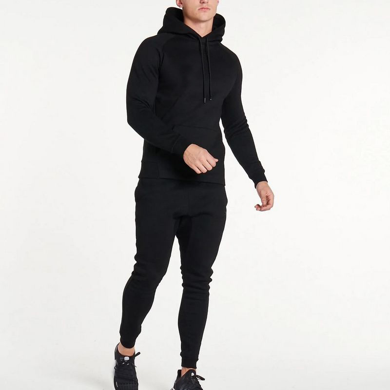 Hot-selling slim fit drawstrings soft quick dry gym black hoodies for men