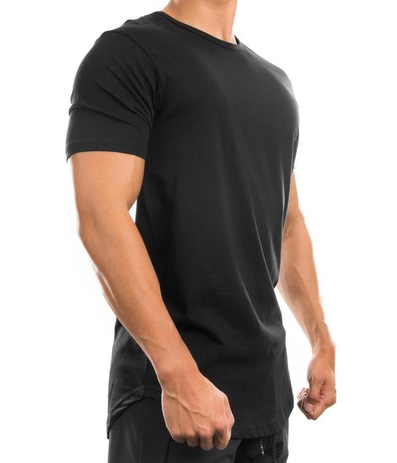 MS-1886 Wholesale High quality Scoop Bottom Round Neck Mens Longline T shirt