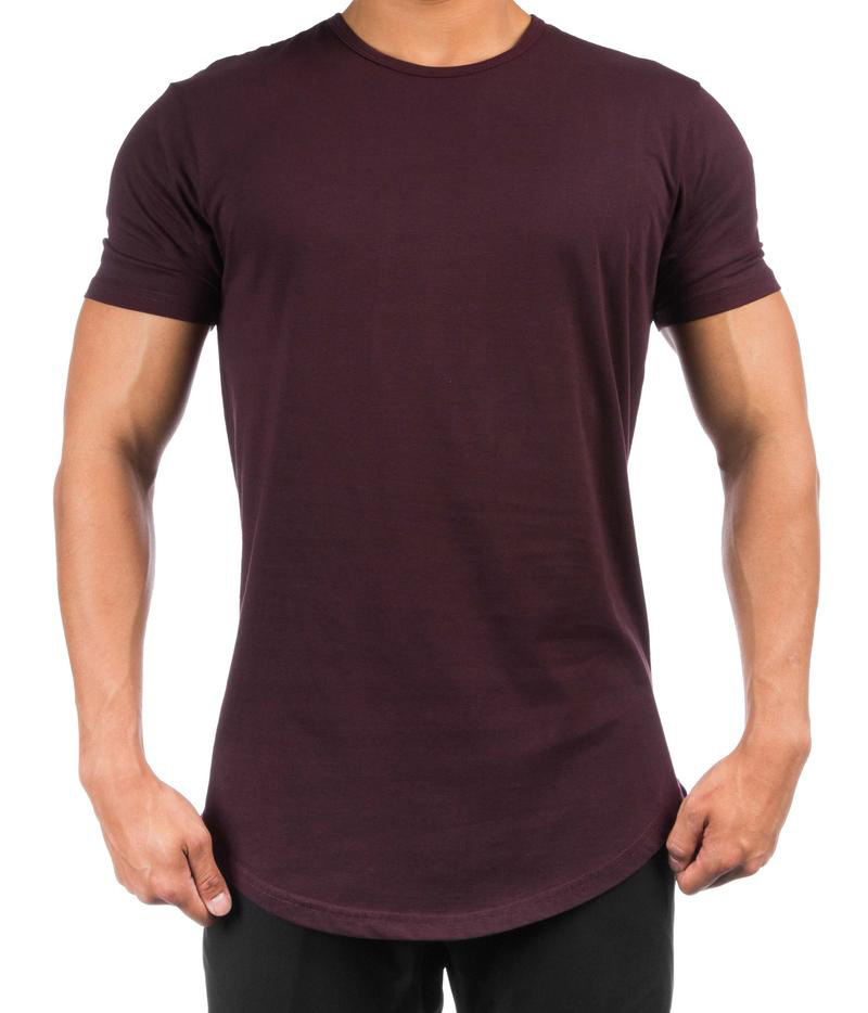 MS-1886 Wholesale High quality Scoop Bottom Round Neck Mens Longline T shirt