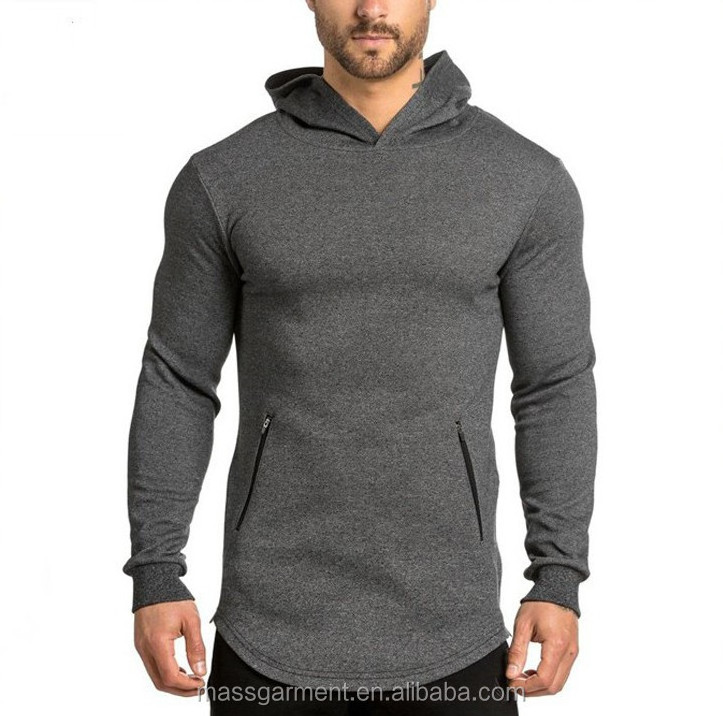 MS-1848 Custom Lukewarm Stretch French Terry Sport Sweatshirts Split Side Zipper Round Bottom Gym Hoodie