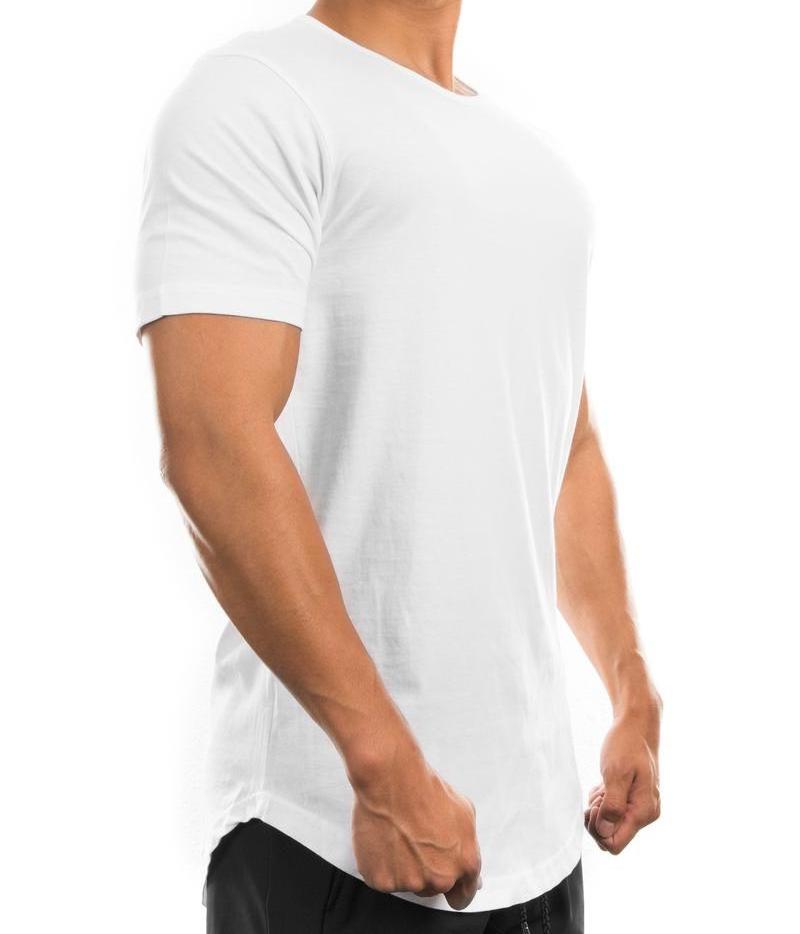 MS-1886 Wholesale High quality Scoop Bottom Round Neck Mens Longline T shirt