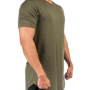 MS-1886 Wholesale High quality Scoop Bottom Round Neck Mens Longline T shirt