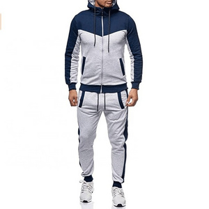 men's blank plain zipper-up hoodie and joggers sets European size mixed colors Contrast colors tracksuits in stock