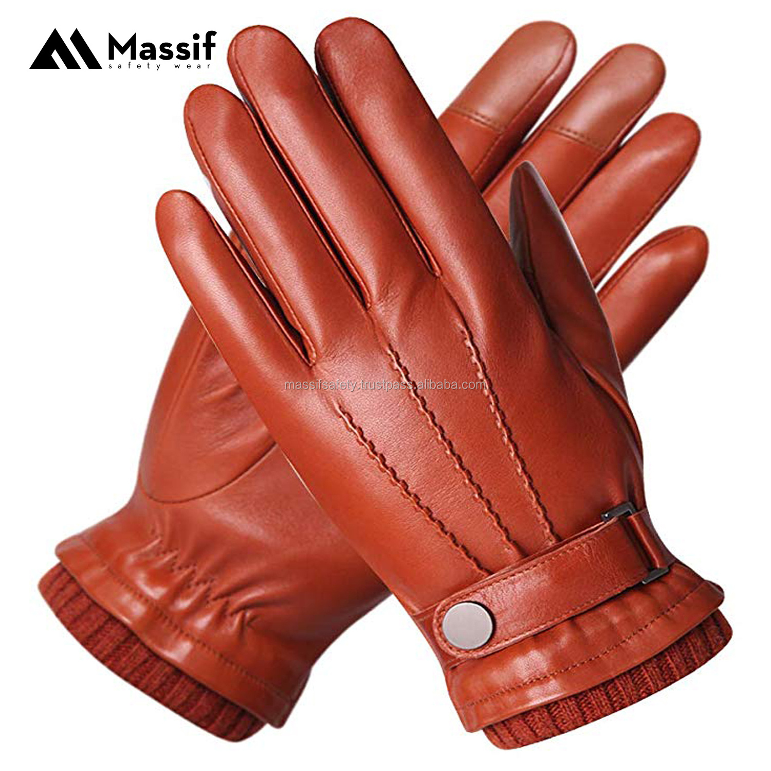 Leather Hand Stitched Premium Soft Leather Glove with Soft Velvet Lining Winter General Purpose Sheep Skin -Glove