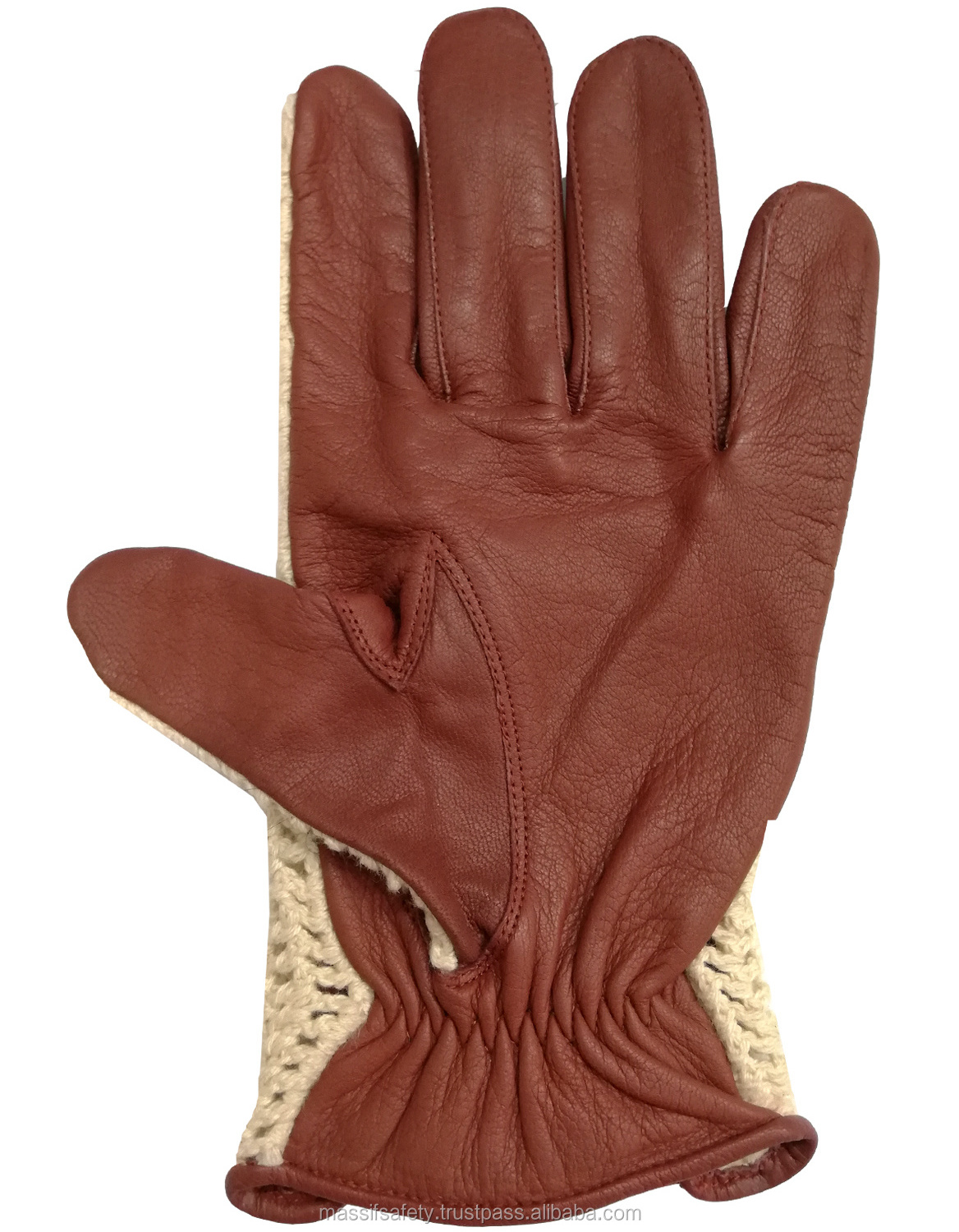 Fashion Breathable Crochet Cashmere Genuine Leather Driving Dress Gloves best fits Mens / Women