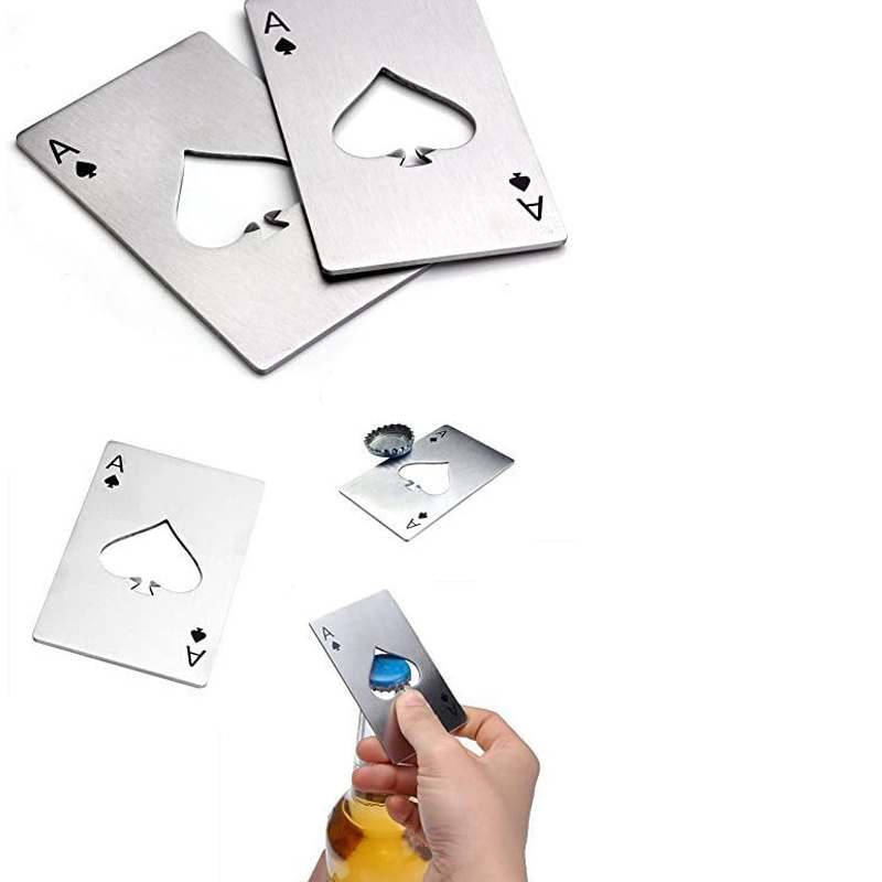 TX Hot Selling playing  card bottle opener Creative card-shaped stainless steel household tools bottle opener