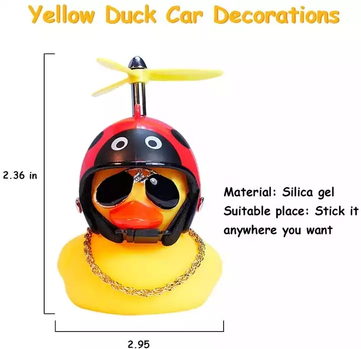 TX Car dashboard decoration Cute Little Yellow Duck Helmet Propeller Wind breaking breaking Duck decorations Toys