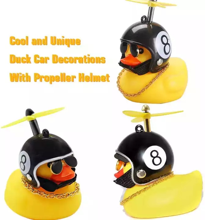 TX Car dashboard decoration Cute Little Yellow Duck Helmet Propeller Wind breaking breaking Duck decorations Toys