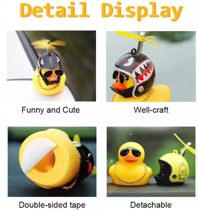 TX Car dashboard decoration Cute Little Yellow Duck Helmet Propeller Wind breaking breaking Duck decorations Toys