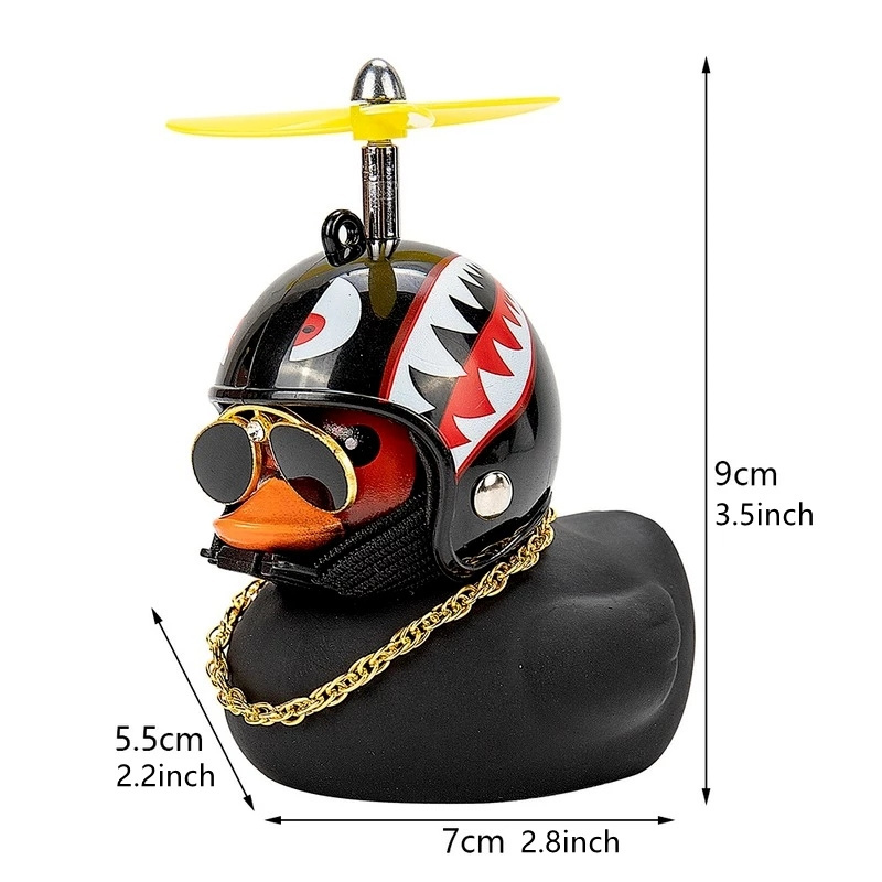 TX Car Little Yellow Duck With Helmet Propeller Wind-breaking Wave-breaking Duck Auto Internal Decoration