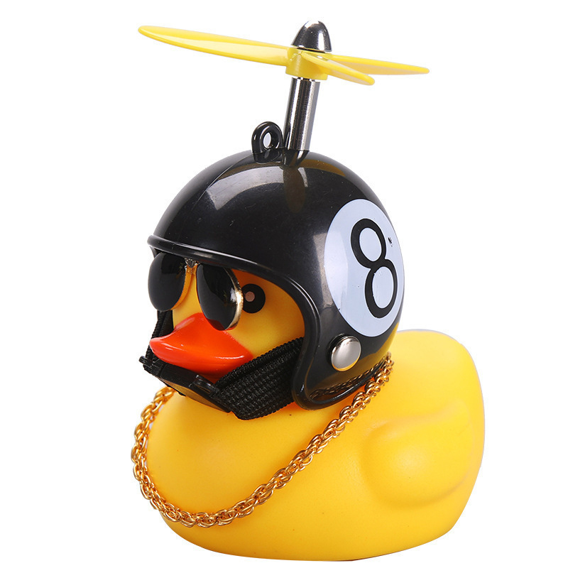 TX Car Little Yellow Duck With Helmet Propeller Wind-breaking Wave-breaking Duck Auto Internal Decoration