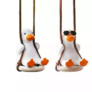 TX Cute Swing Duck Car Pendant Interior Car Mirror Rearview Mirror Accessories Auto Decoration Handmade Duck