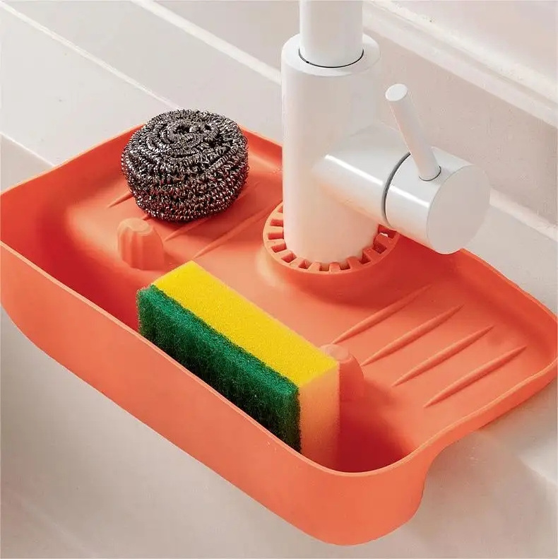 RTS Hot Sale Sink Faucet Mat Sink Sponge Drain Rack Multi functional Drain Clean Storage Rack