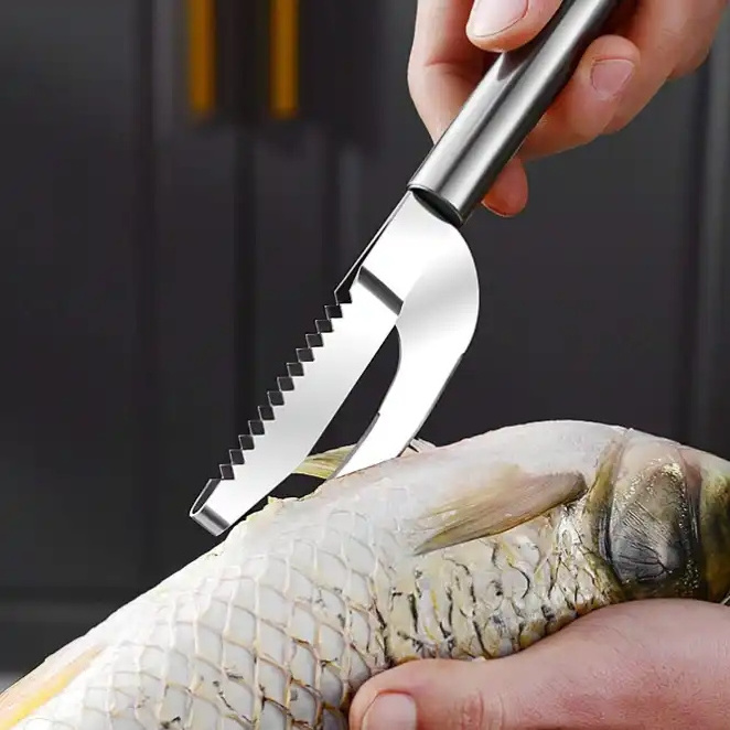 TX stainless steel multifunctional cleaning tool fish scale scraper 2 in 1 fish planer tools Kitchen Gadget