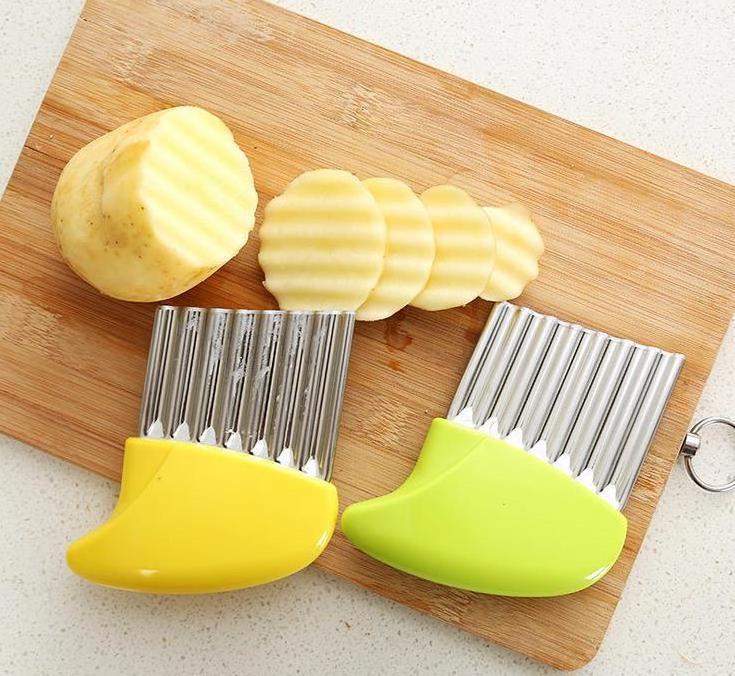 TX French Fry Maker Stainless Steel Wavy Knife French Fries kitchen Knife Chopper French Fry Maker Tools