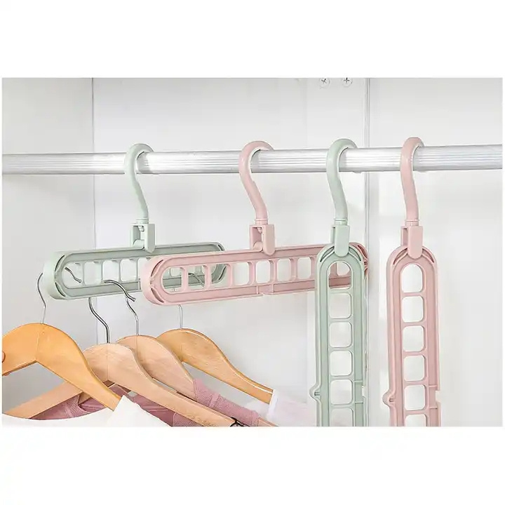 TX Multifunctional Folding Magic Storage Creative Nine hole Rotating  Plain Colour Clothing Storage Magic Hanger