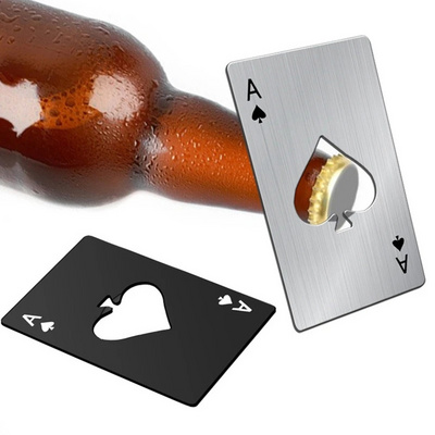 TX Hot Selling playing  card bottle opener Creative card-shaped stainless steel household tools bottle opener