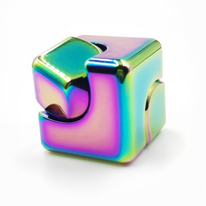 CPC certificate Aluminum alloy Spinner Neon colorful Rainbow 3D Puzzle EDC Metal Square Cube Fidget spinner