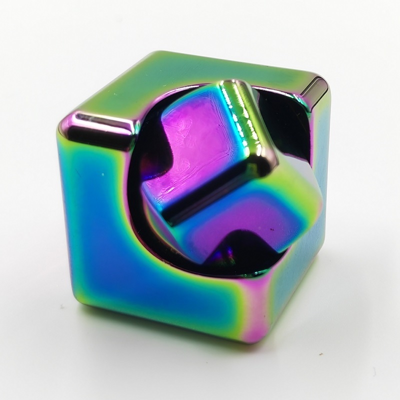 CPC certificate Aluminum alloy Spinner Neon colorful Rainbow 3D Puzzle EDC Metal Square Cube Fidget spinner