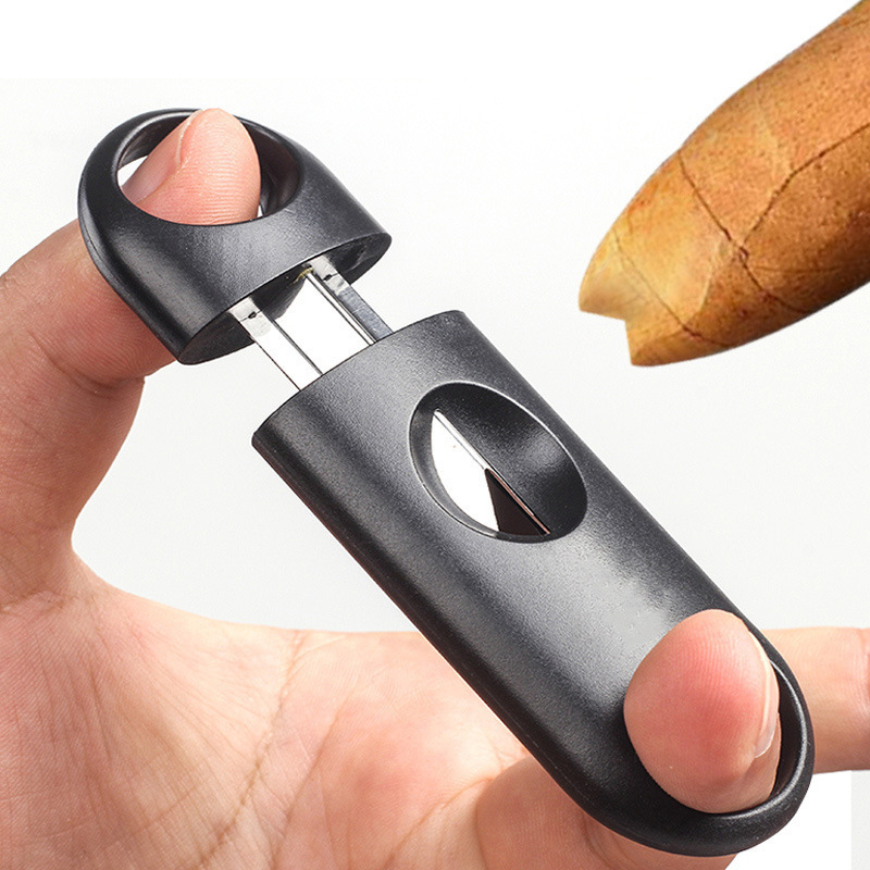 Portable Mini Plastic Stainless Steel V-type Cigar Cutter Tools Cigar Knife